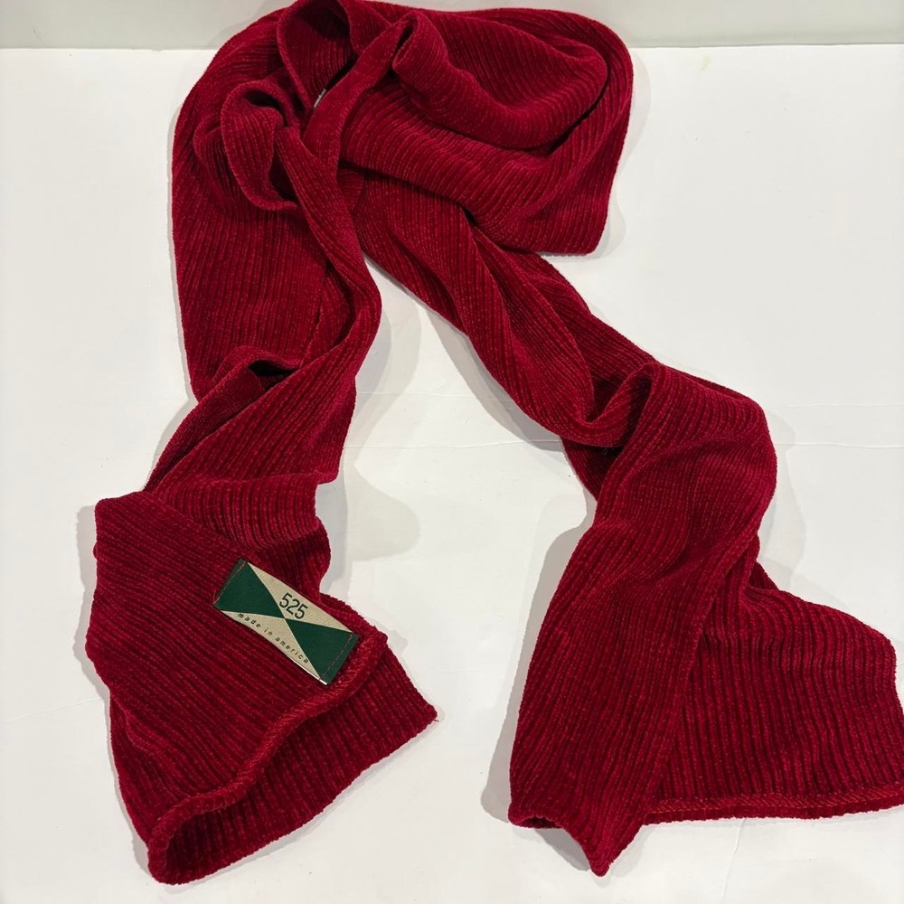 Reb Ribbed Knit Velour Scarf Made in USA 90s